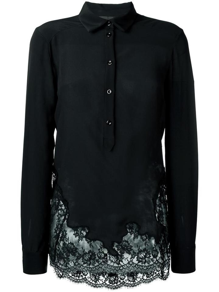 Ermanno Scervino Lace Detail Blouse, Women's, Size: 44, Black, Silk/cotton/polyamide