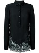 Ermanno Scervino Lace Detail Blouse, Women's, Size: 44, Black, Silk/cotton/polyamide