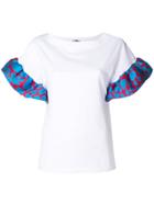 Ultràchic Ruffled Contrast Sleeves T-shirt - White