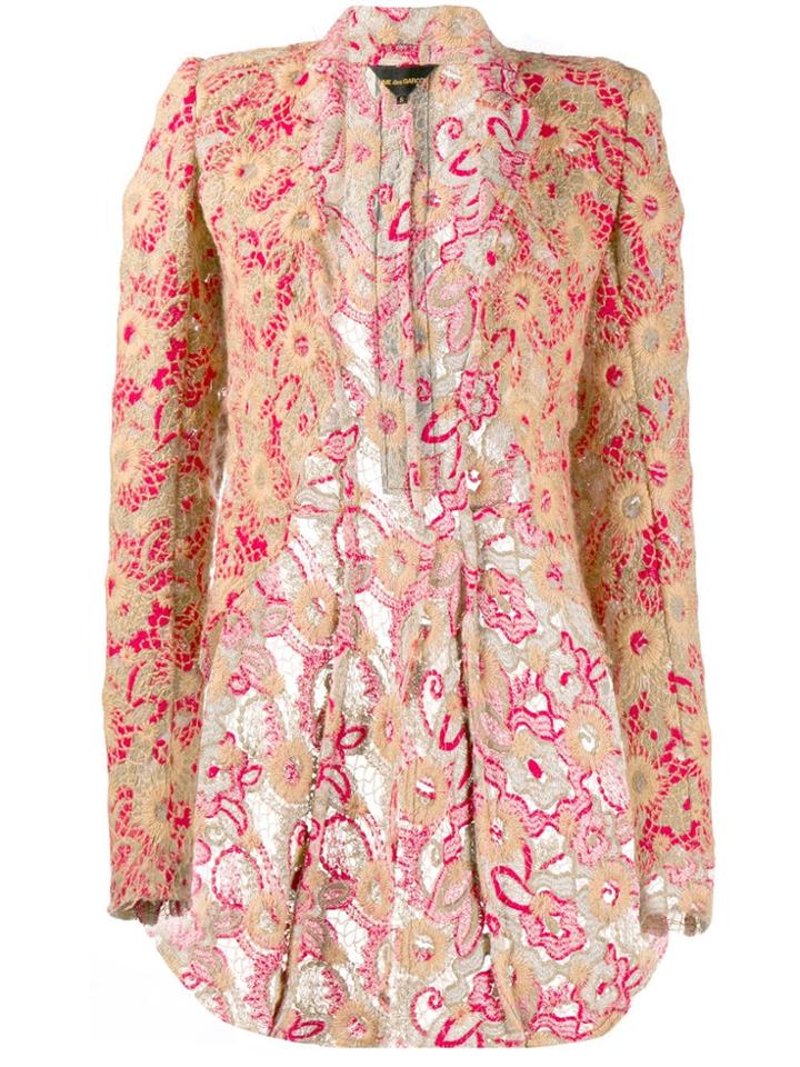 Comme Des Garçons Pre-owned 2000's Woven Floral Jacket - Neutrals