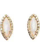 Kimberly Mcdonald 18k Yellow Gold White Opal & Diamond Stud Earrings -