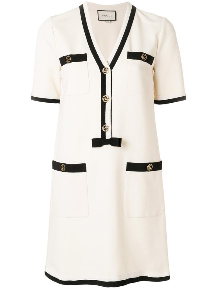 Gucci Grosgrain-trimmed Mini Dress - Nude & Neutrals