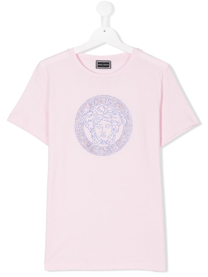 Young Versace Teen Medusa Embellished T-shirt - Pink & Purple
