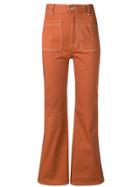 See By Chloé Contrast Stitch Flared Trousers - Orange