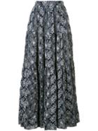 Co - Long Floral Skirt - Women - Cotton - Xs, Blue, Cotton