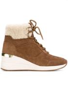 Michael Michael Kors Shearling Trim Ankle Boots - Brown