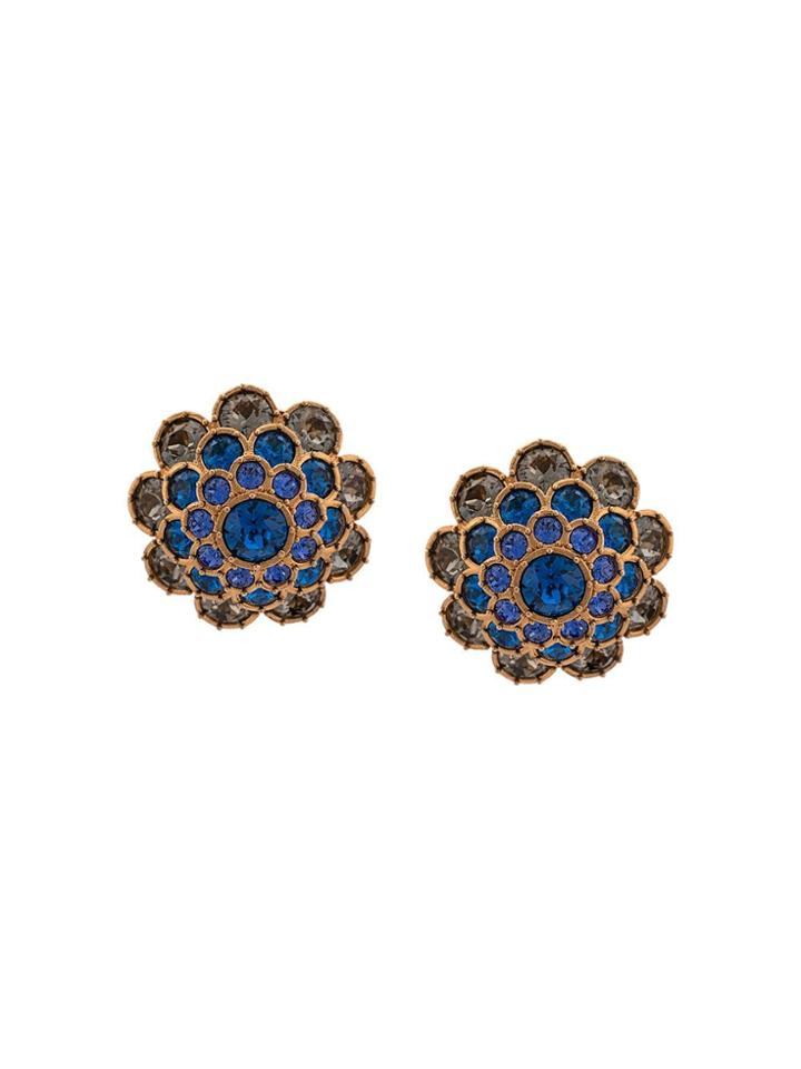 Versace Crystal Embellished Clip-on Earrings - Gold