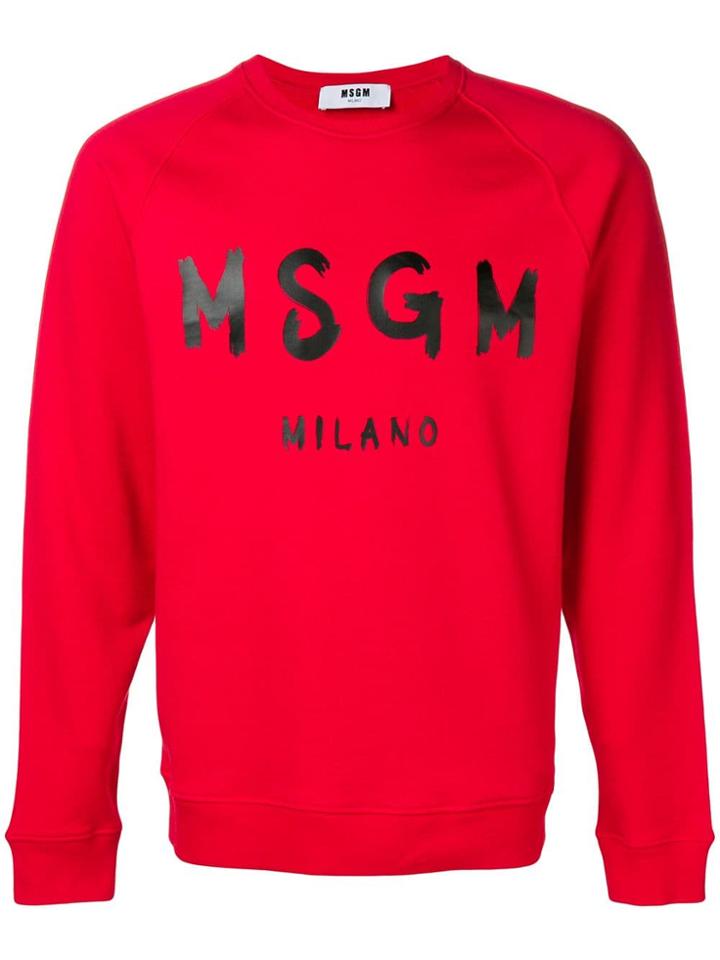 Msgm Printed Logo Sweatshirt - Red