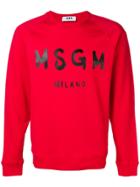 Msgm Printed Logo Sweatshirt - Red