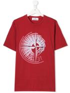 Stone Island Junior Teen Graphic Logo Print T-shirt - Red