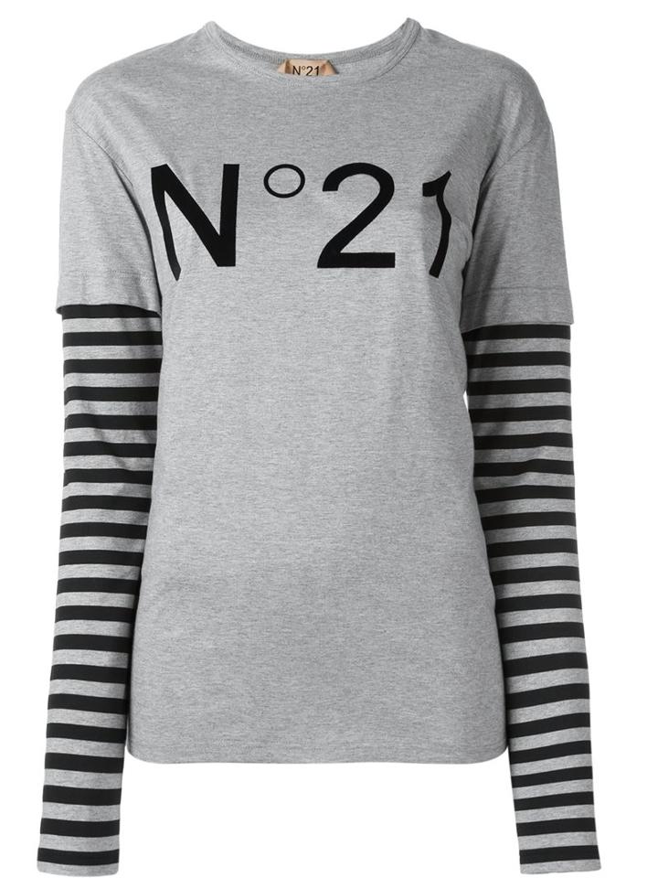 No21 Contrast Sleeve Logo Sweatshirt