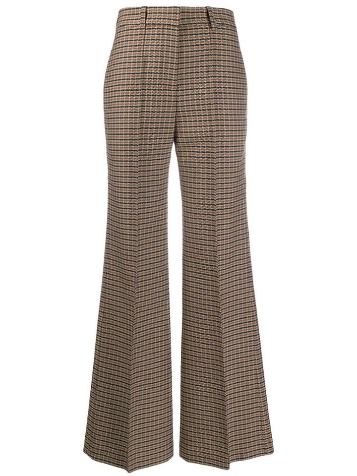 Victoria Beckham Check Patterned Flared Trousers - Black