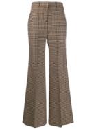 Victoria Beckham Check Patterned Flared Trousers - Black