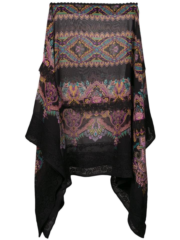 Etro Printed Poncho Scarf - Black