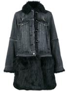 Sacai Furry Denim Coat - Black