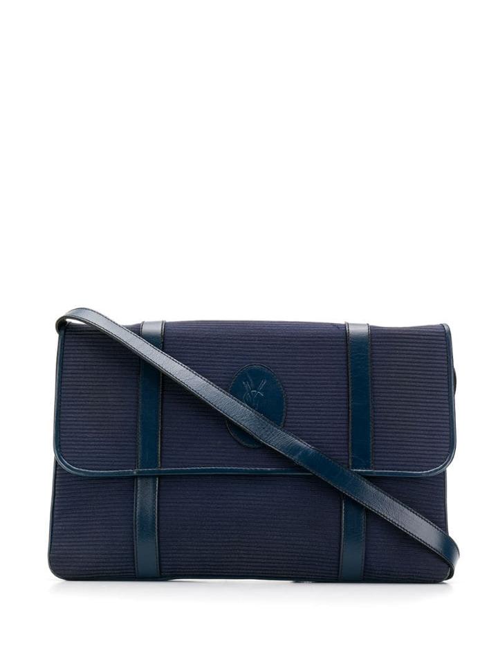 Yves Saint Laurent Pre-owned 1970's Logo Patch Shoulder Bag - Blue