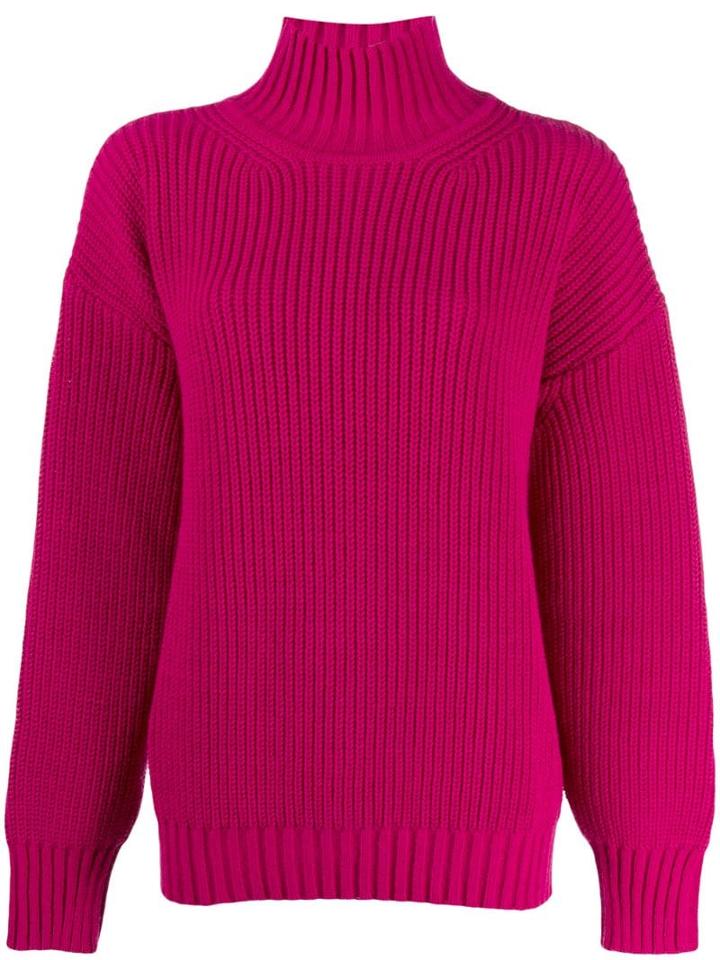 Msgm Chunky Knit Turtleneck Jumper - Pink