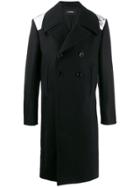 Raf Simons Double Breasted Logo Patch Coat - Black