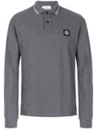 Stone Island - Longsleeved Polo Shirt - Men - Cotton/spandex/elastane - M, Grey, Cotton/spandex/elastane