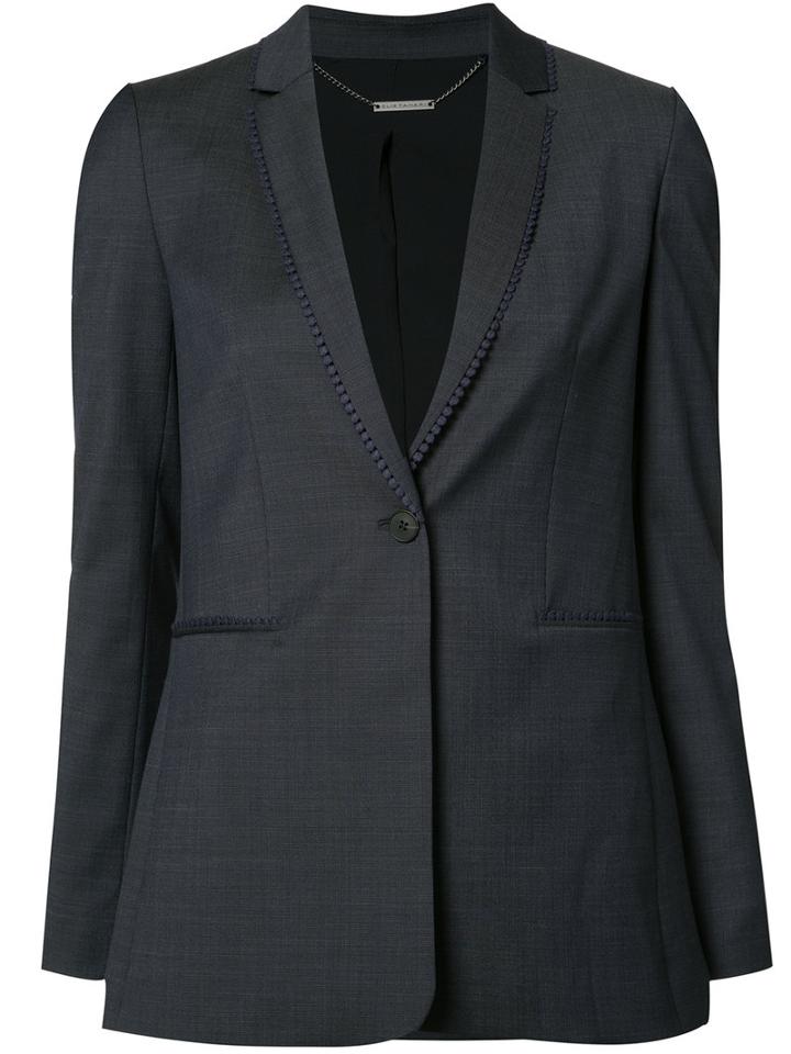 Elie Tahari Embroidered Trim Blazer, Women's, Size: 4, Blue, Polyester/spandex/elastane/wool