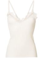 Semicouture Lace Trimmed Ribbed Top - Neutrals