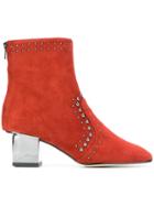 Marc Ellis Studded Block Heel Ankle Boots - Red