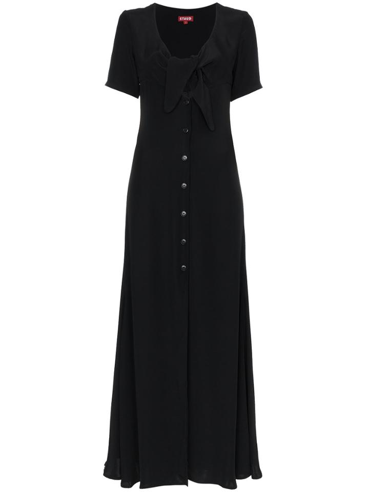 Staud Black Maya Tie Front Maxi Dress