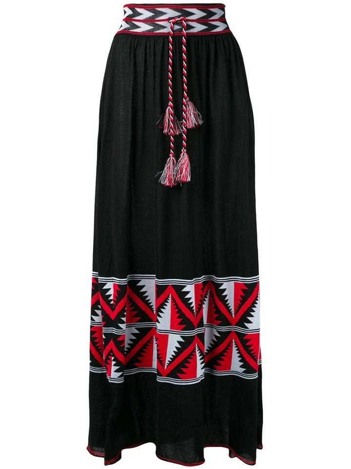 Laneus - Aztec Panel Maxi Skirt - Women - Cotton/viscose - 44, Black, Cotton/viscose