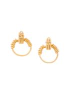 Chanel Vintage Hoop Logo Earrings - Metallic