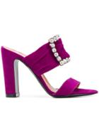 Via Roma 15 Front Crystal Embellished Sandals - Pink & Purple