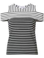 Derek Lam 10 Crosby Cut-off Striped Blouse, Women's, Size: Medium, White, Elastodiene/polyester/rayon