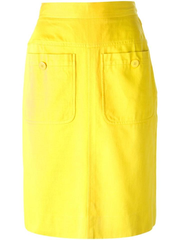 Straight Skirt, Women's, Size: 36, Yellow/orange, Yves Saint Laurent Vintage
