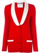 Moschino Faux Lapel Cardigan, Women's, Size: 48, Red, Polyester/virgin Wool