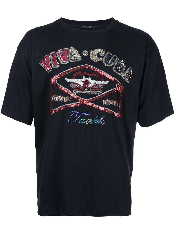 Taakk - Sequinned T-shirt - Men - Cotton/polyester - 2, Black, Cotton/polyester