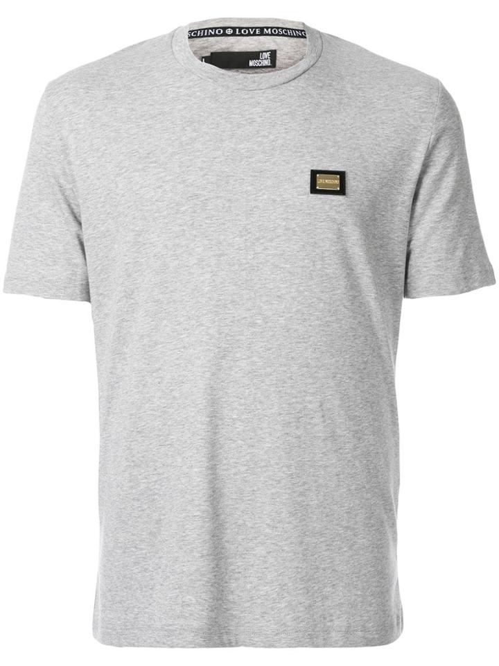 Love Moschino Metallic Logo Plate T-shirt - Grey