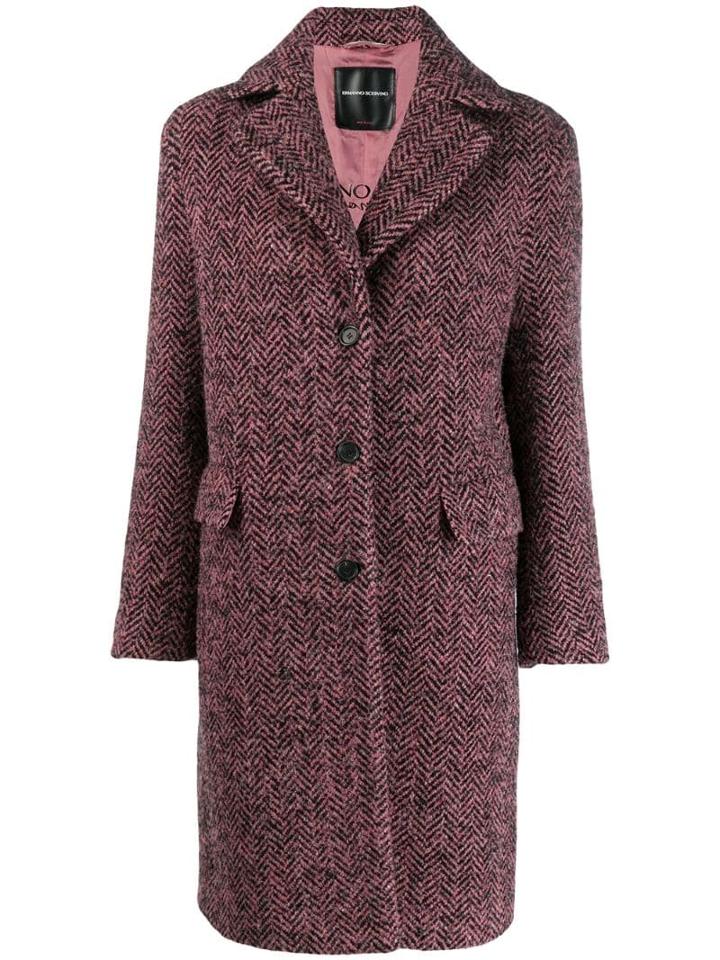 Ermanno Scervino Herringbone Single-breasted Coat - Pink