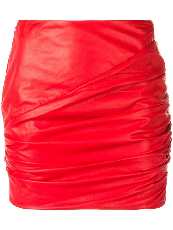 Versace Ruched Mini Skirt - Red