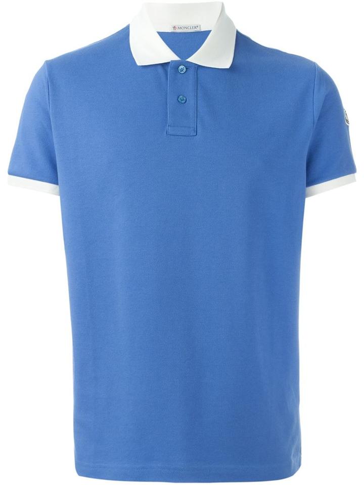 Moncler Contrast Collar Polo Shirt, Men's, Size: S, Blue, Cotton