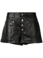 Saint Laurent Mid-rise Leather Shorts - Black