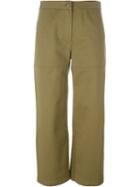 T By Alexander Wang Wide Leg Trousers, Women's, Size: 6, Green, Cotton/spandex/elastane