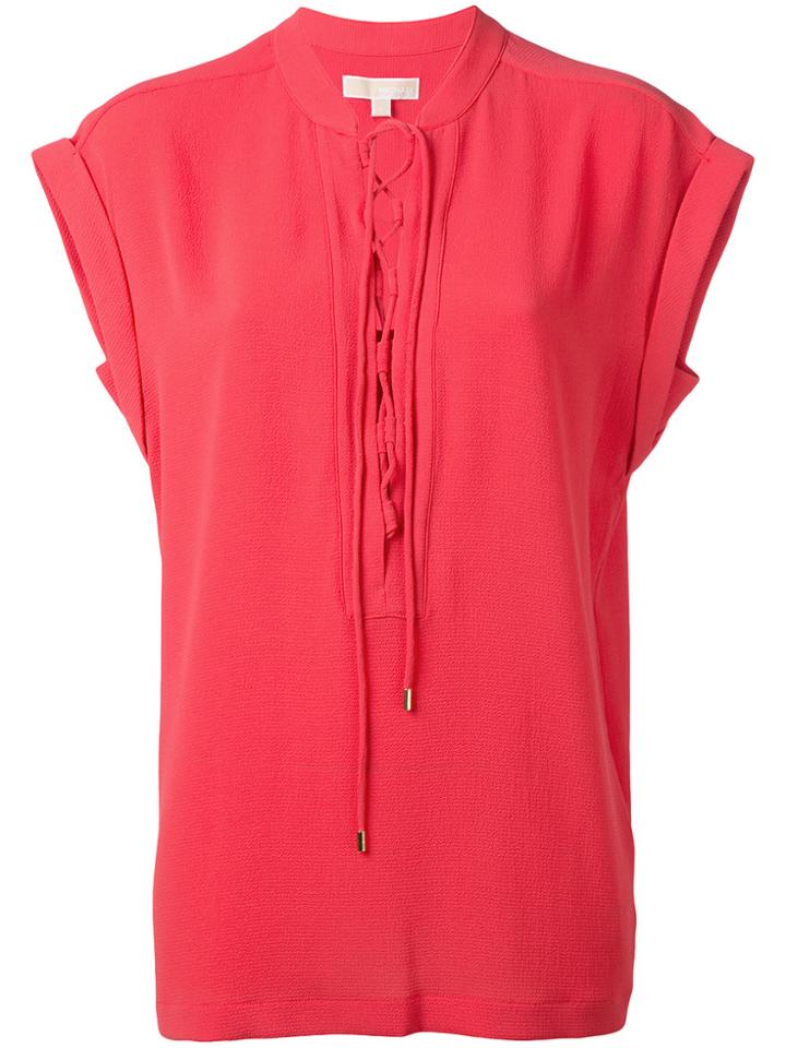 Michael Michael Kors Lace-up Neck T-shirt - Red