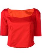 Ultràchic Sweetheart Neck Blouse, Women's, Size: 40, Red, Cotton/spandex/elastane