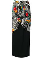 Valentino Vintage Printed Panelled Maxi Skirt - Black