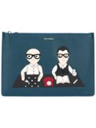 Dolce & Gabbana Designers Patch Clutch, Men's, Blue, Leather