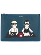 Dolce & Gabbana Designers Patch Clutch, Men's, Blue, Leather