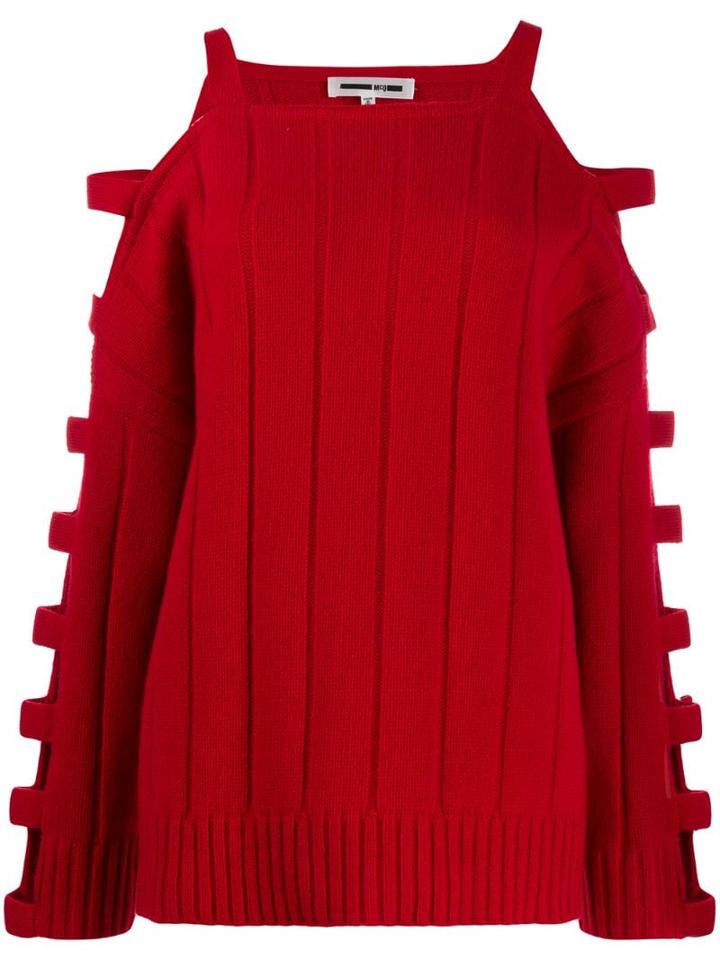 Mcq Alexander Mcqueen Cut Out Knitted Jumper - Red