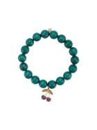 Sydney Evan 14kt Yellow Gold Ruby And Emerald Cherry Charm Bracelet -