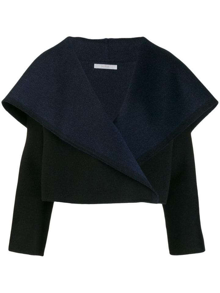 Dusan Oversized Collar Cropped Jacket - Blue