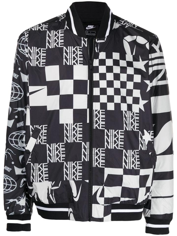 Nike Check Print Bomber Jacket - Black