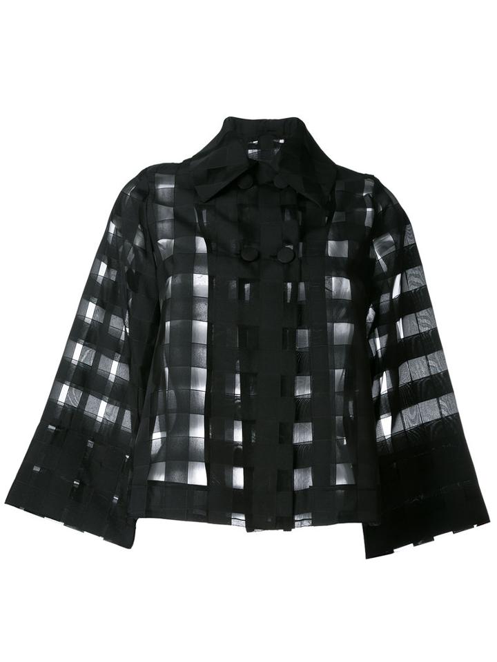 Ultràchic Sheer Checked Shirt, Women's, Size: 44, Black, Polyester